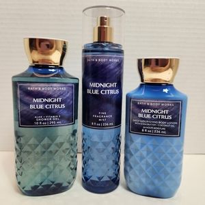 🆕MIDNIGHT BLUE CITRUS BBW 3 Pc SET Body Spray Body Lotion Shower Gel NEW